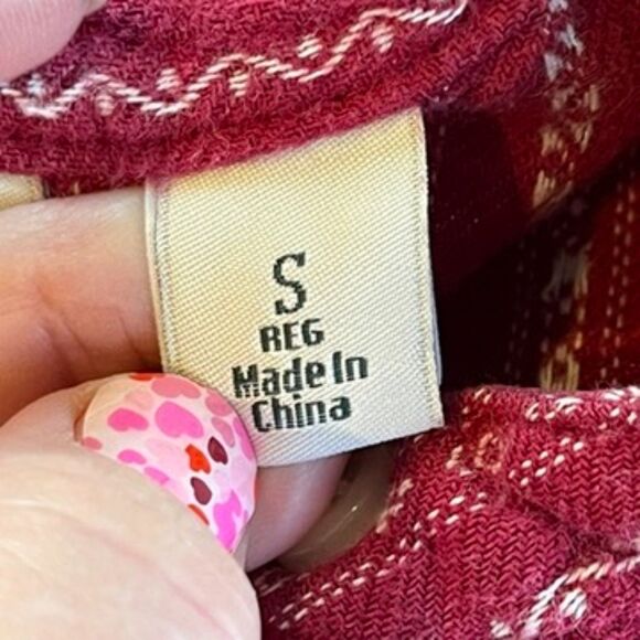 L.L. Bean Vintage Red White Flannel Nightgown Small Long Sleeves - Picture 7 of 9